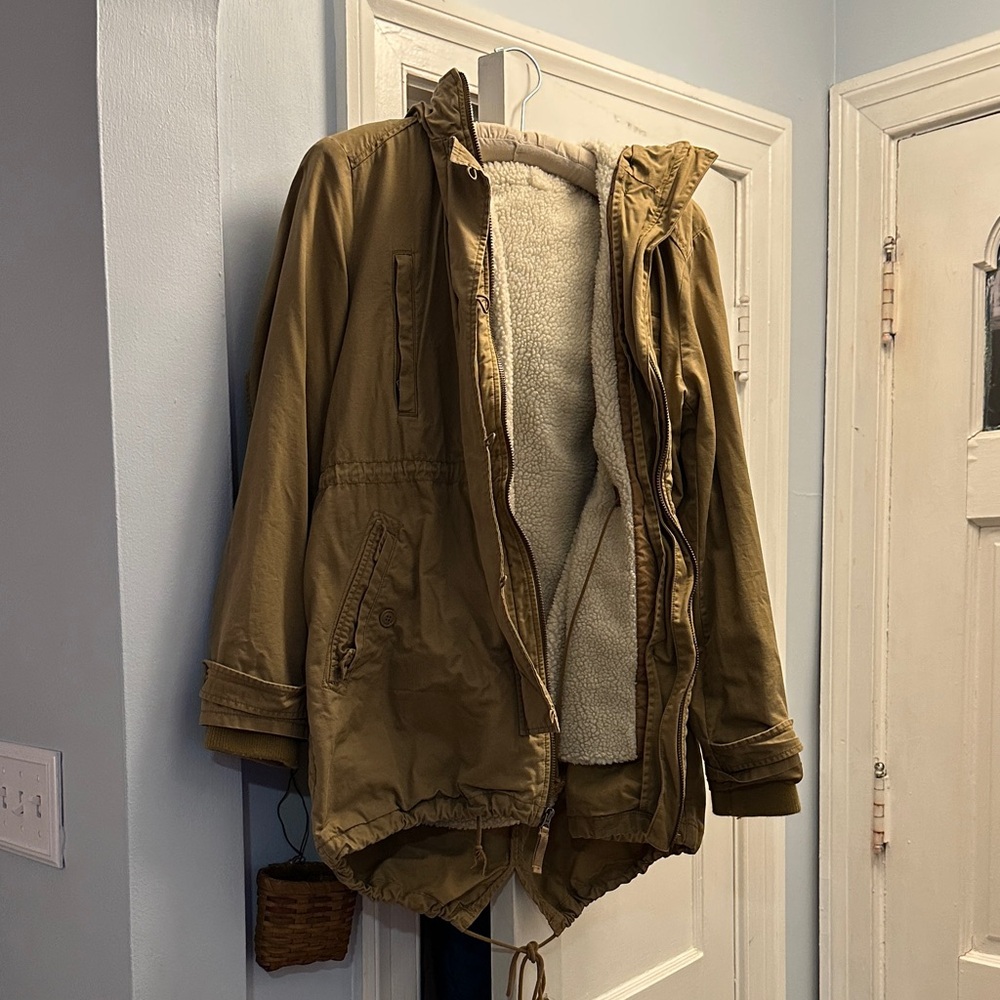 GAP Tan Utility Jacket with Sherpa Lining